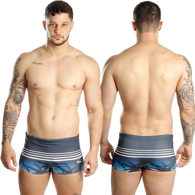 Sunga Boxer Larga Estampada Adulto Piscina e Praia