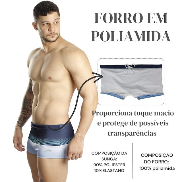 Sunga Boxer Larga Estampada Adulto Piscina e Praia
