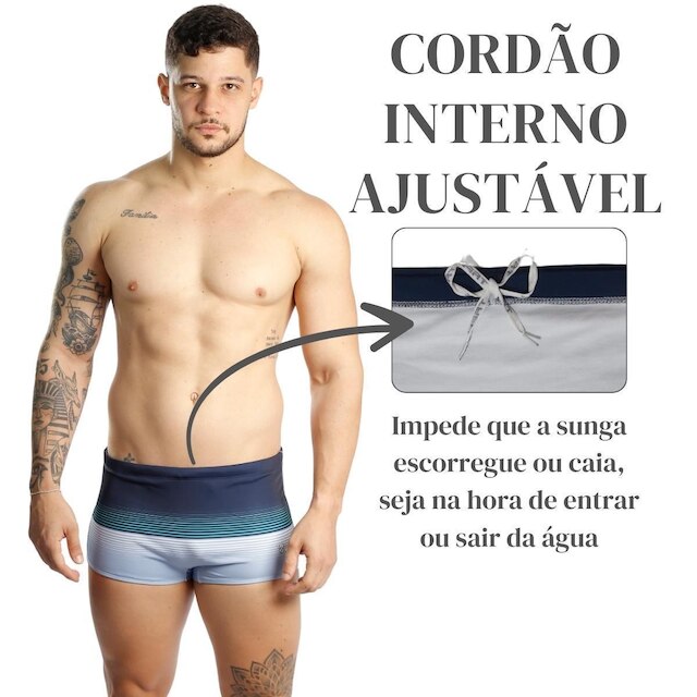Sunga Boxer Larga Estampada Adulto Piscina e Praia