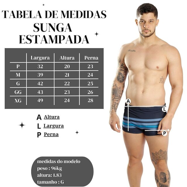 Sunga Boxer Larga Estampada Adulto Piscina e Praia