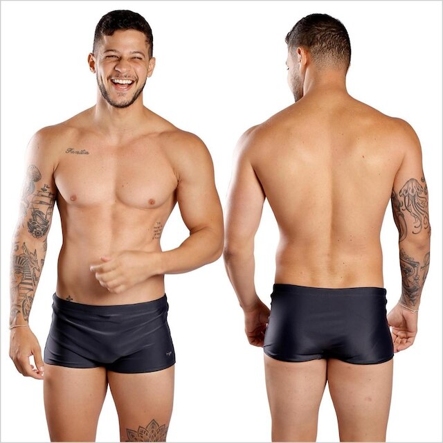 Sunga Boxer Lisa Larga Masculina Adulto Moda Praia