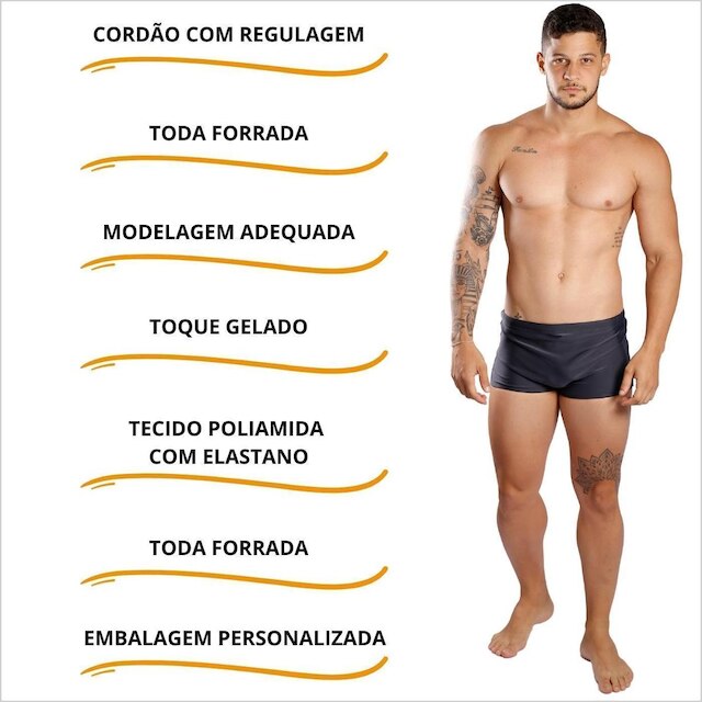 Sunga Boxer Lisa Larga Masculina Adulto Moda Praia