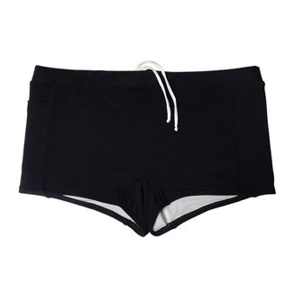 Sunga boxer masculina Águas Claras natação bolso lateral e cordão adulta lisa proteção UV50+