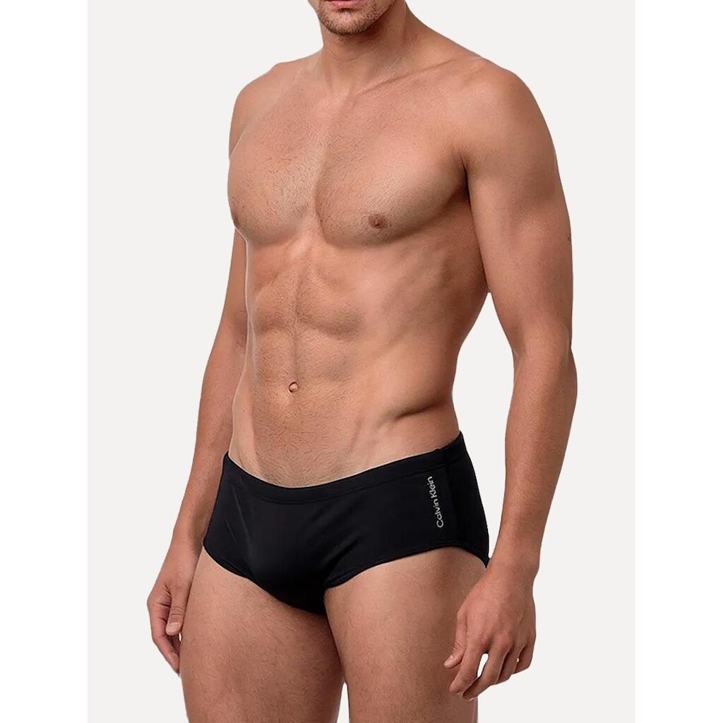Sunga Calvin Klein Swimwear Slim Vertical Light Logo Pequeno Preta