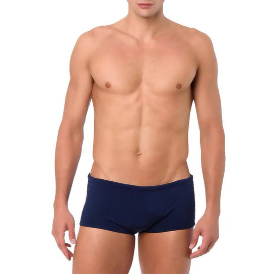 Sunga Calvin Klein Swimwear Trunk Vertical Logo Azul Marinho