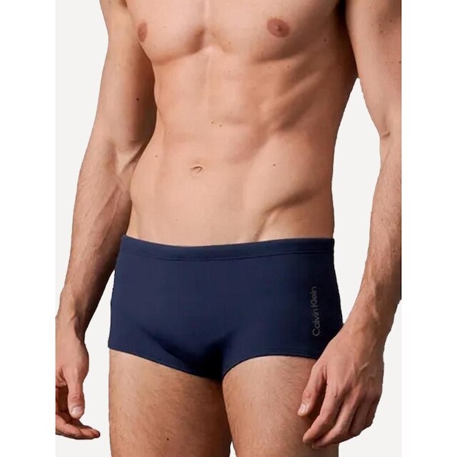 Sunga Calvin Klein Swimwear Vertical Dark Logo Pequena Azul Marinho