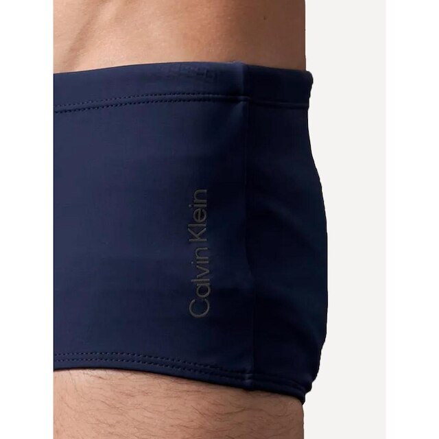 Sunga Calvin Klein Swimwear Vertical Dark Logo Pequena Azul Marinho