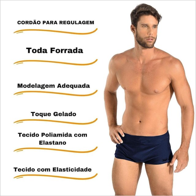 Sunga Masculina Boxer Larga Adulto Lisa Moda Praia