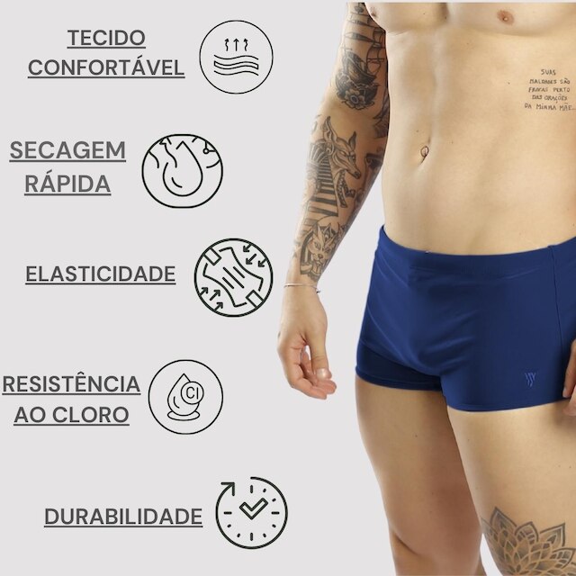 Sunga Masculina Boxer Larga Adulto Lisa Moda Praia