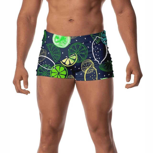 Sunga Preta Boxer Estampada Drink Limão Masculina Moda Praia