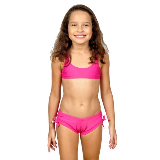 Sunguete Drapê Lateral Infantil MrSol - Rosa