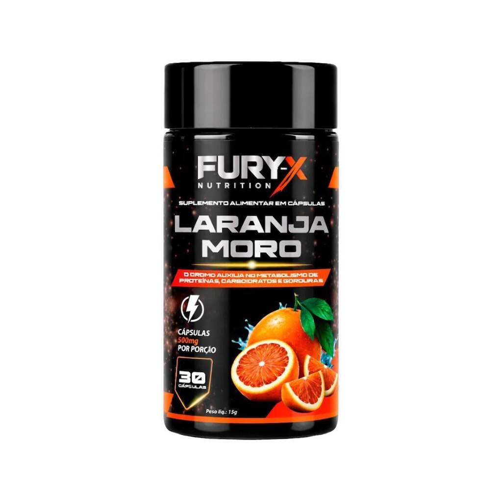 Suplemento Alimentar em Cápsula Fury-x Nutrition 500mg Laranja Moro