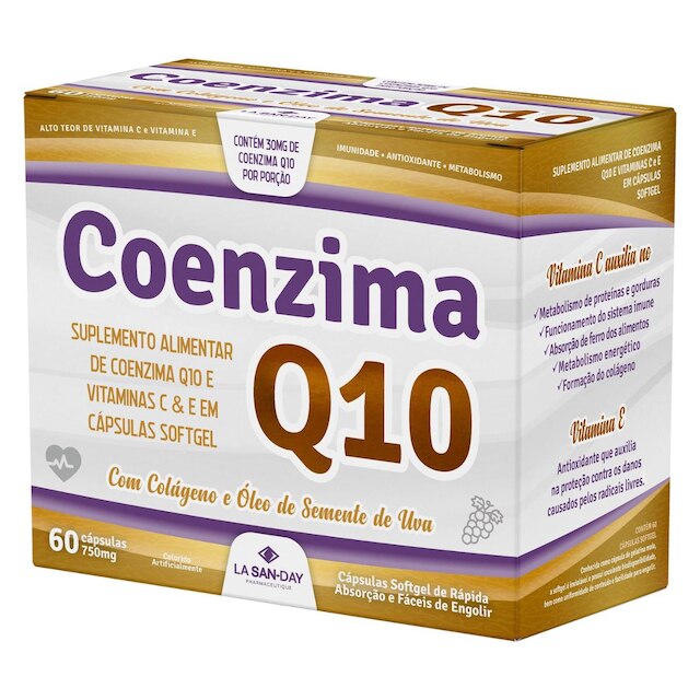 Suplemento Coenzima Q10 + Colágeno Hidrolisado - 60 Cápsulas - La San-Day