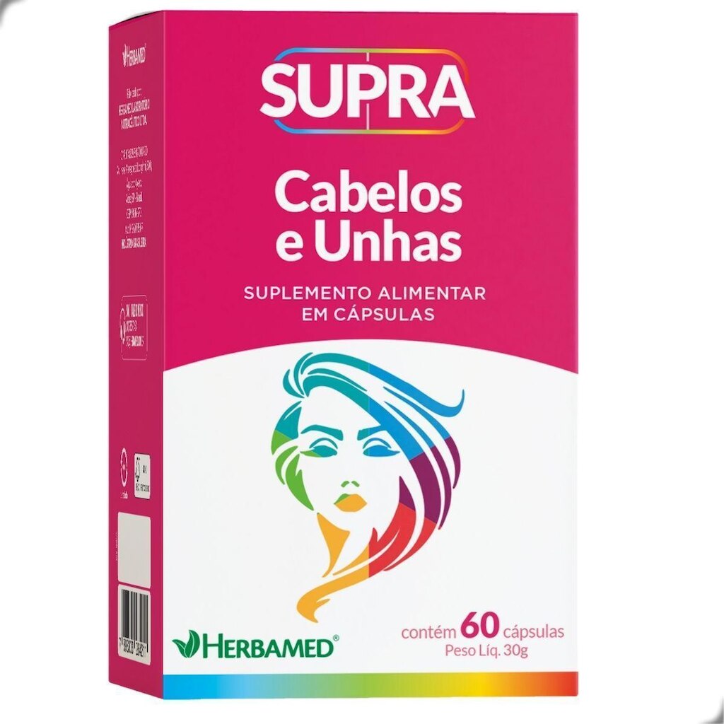 Supra Cabelos e Unhas 500mg Beleza 60 Capsulas Herbamed