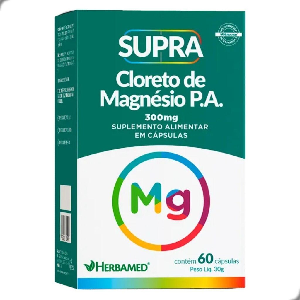 Supra Cloreto de Magnesio P.A. 300mg 60 Capsulas Herbamed