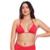 Sutiã de Biquíni Cortininha Liso Feminino Top com Bojo Removível Forrado Moda Praia Piscina Verão - Vermelho