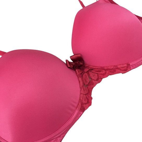 Sutiã Feminino Com Bojo e Laço no Meio Com Renda Poliamida e Elastano Plus Size G2 ao G4