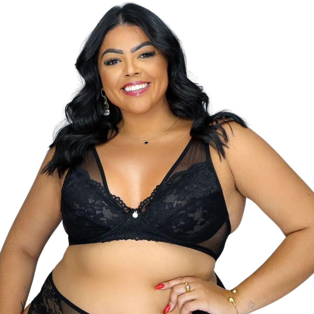 Sutiã Plus Size Sem Bojo Rendado Jackie