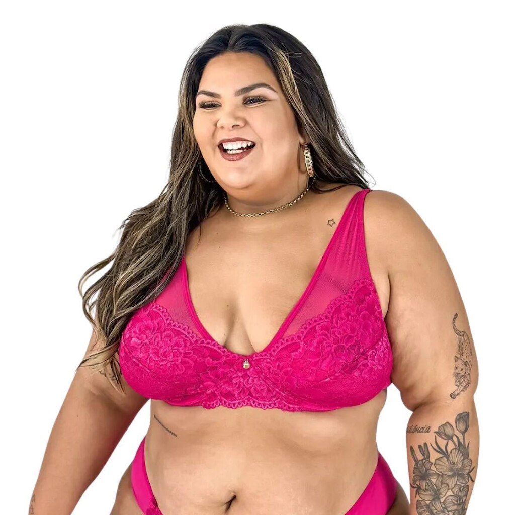 Sutiã Plus Size Sem Bojo Rendado Jackie