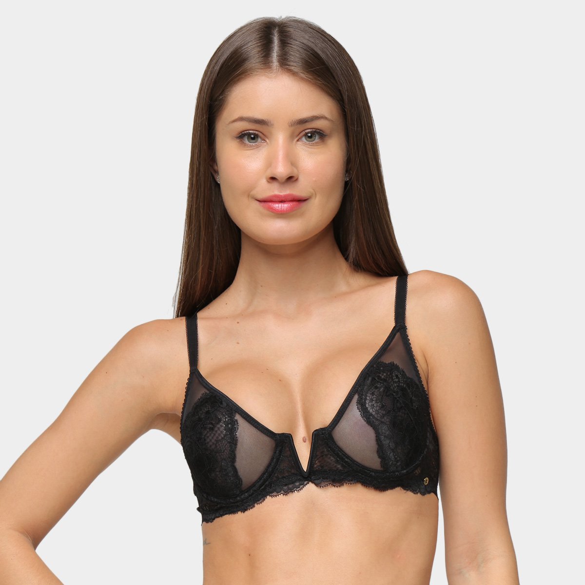 Sutiã Renda Hope Meia Taça Com Aro Sem Bojo - Preto Menor preço em Sutiã Renda Hope Meia Taça Com Aro Sem Bojo - Preto