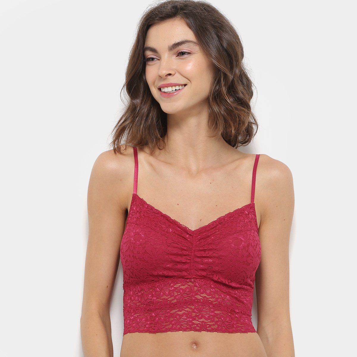 Sutiã Top Hope Com Bojo Alongado Renda - Vermelho Escuro Menor preço em Sutiã Top Hope Com Bojo Alongado Renda - Vermelho Escuro