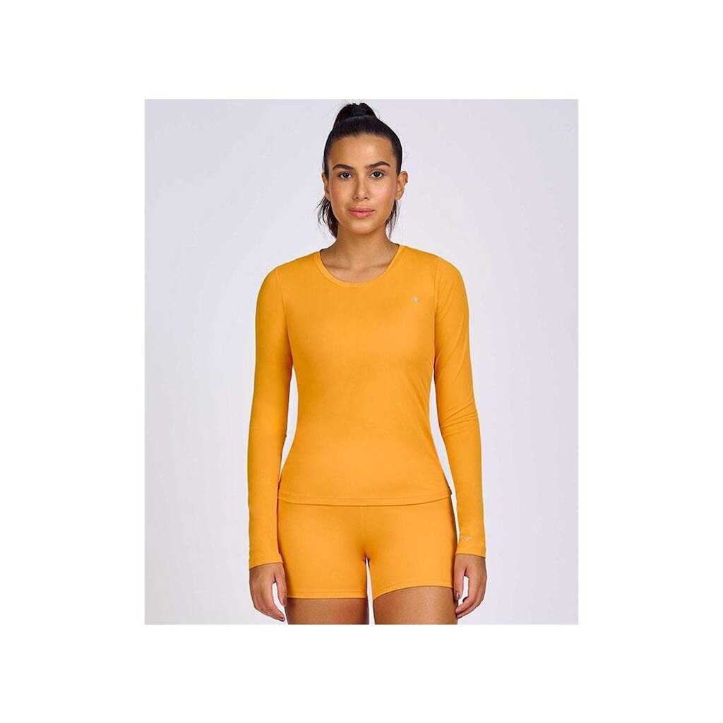 T-shirt Alto Giro Skin Fit M Longa Laranja