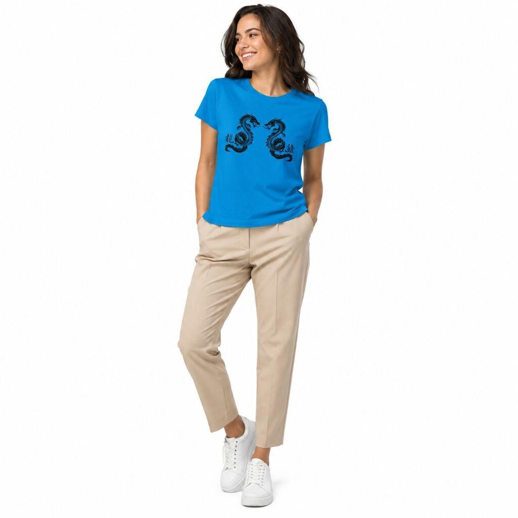 T-Shirt baby look blusas femininas estampa dragão