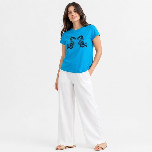 T-Shirt baby look blusas femininas estampa dragão