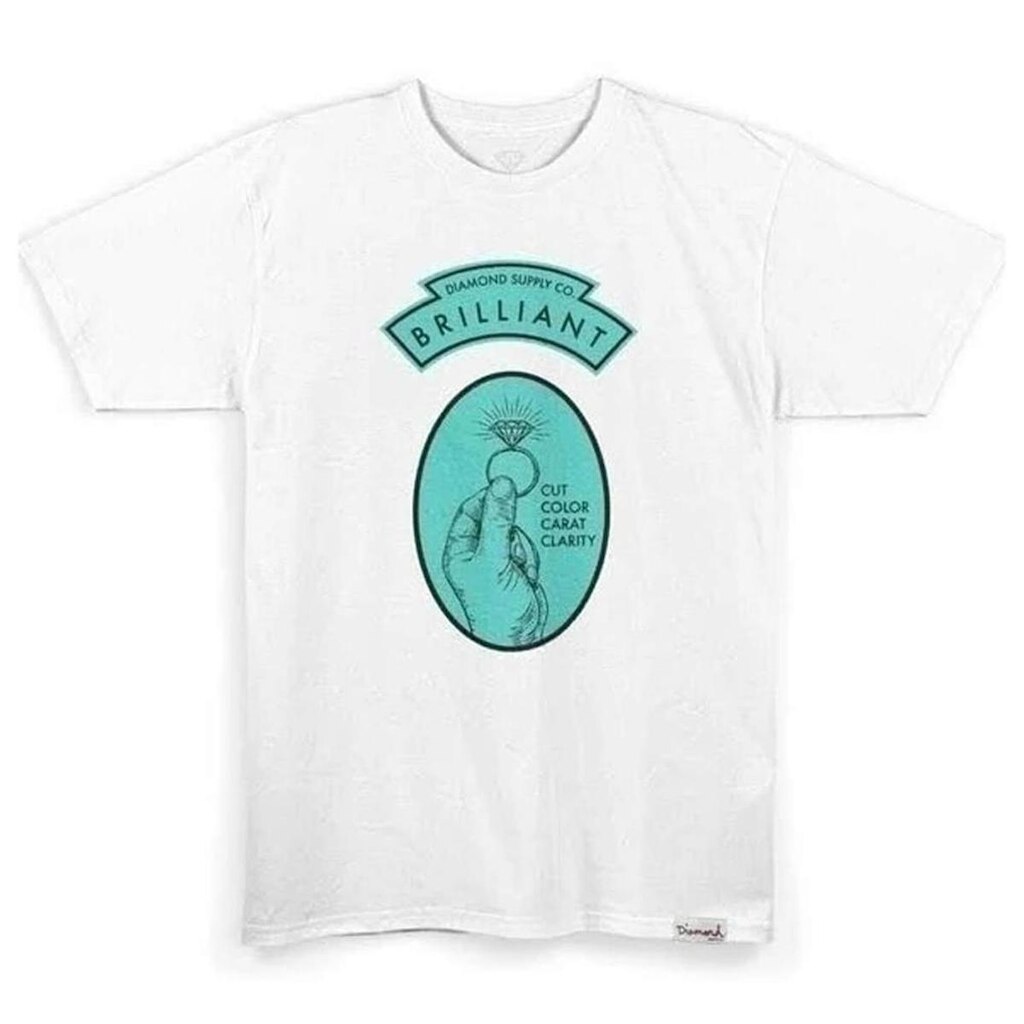 T-Shirt Diamond Brilliant Ring Chest Tee White