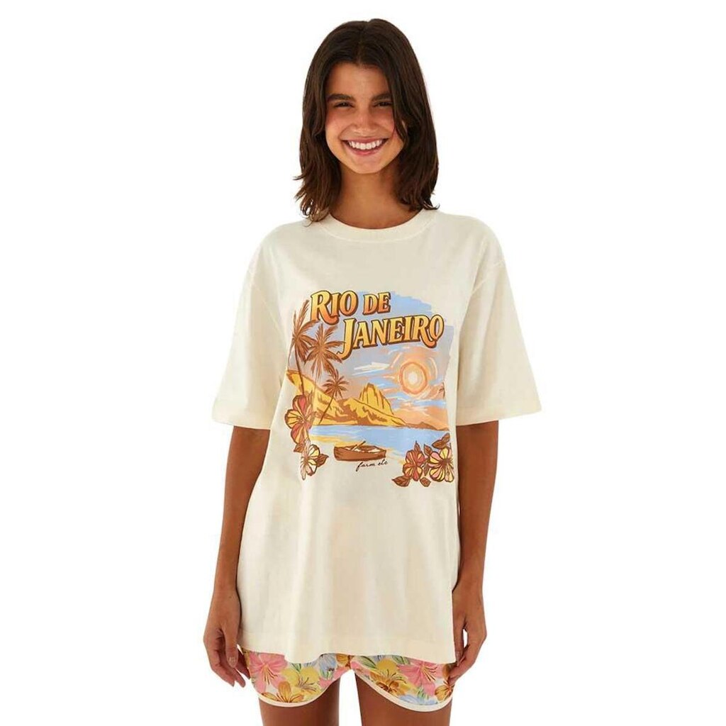 T-shirt Farm Rio Ipanema Orla Gráfica Off White