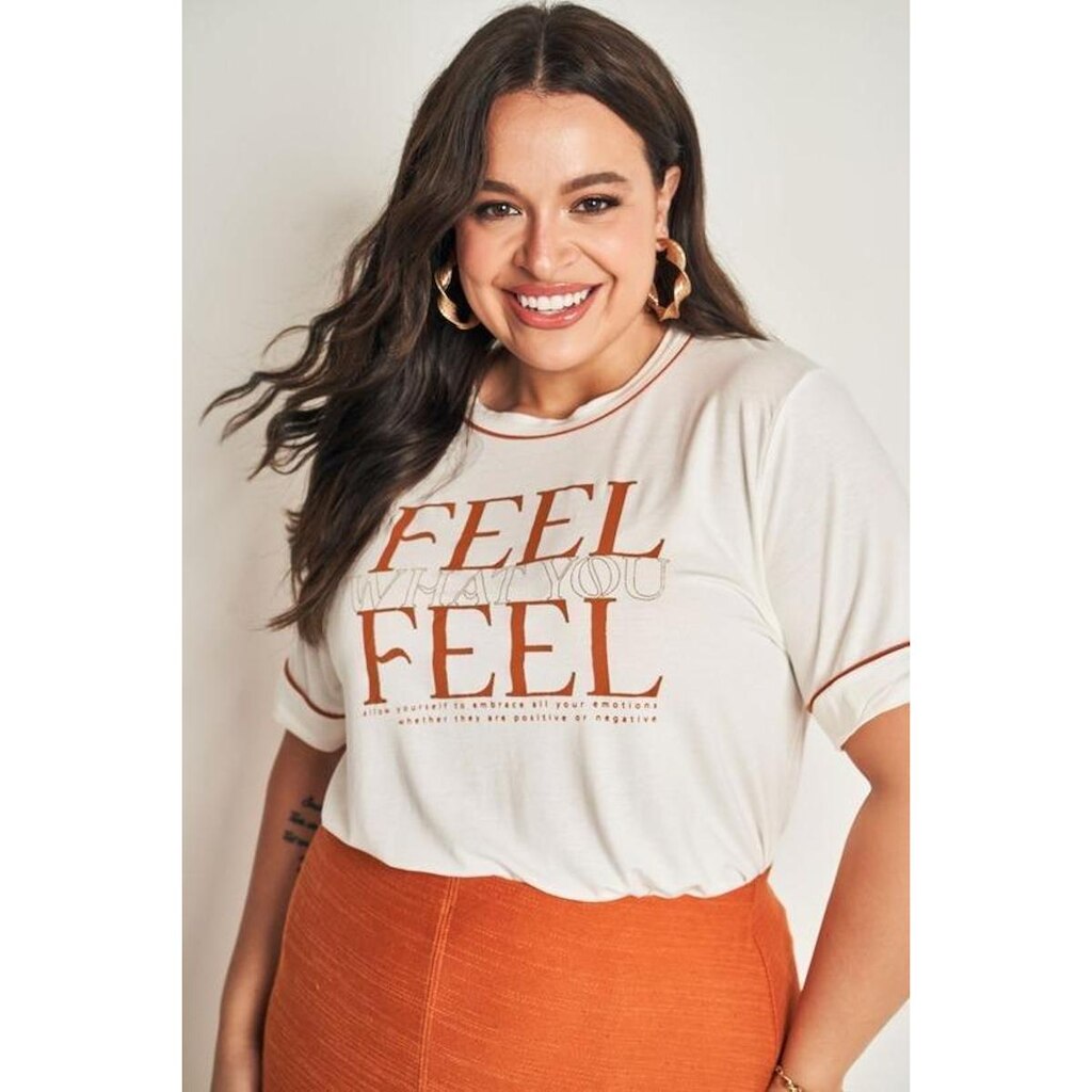 T-SHIRT PLUS SIZE FEMININA DOCE TRAMA REF:105557