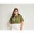 T-SHIRT PLUS SIZE FEMININA DOCE TRAMA REF:105557 - Verde+Branco