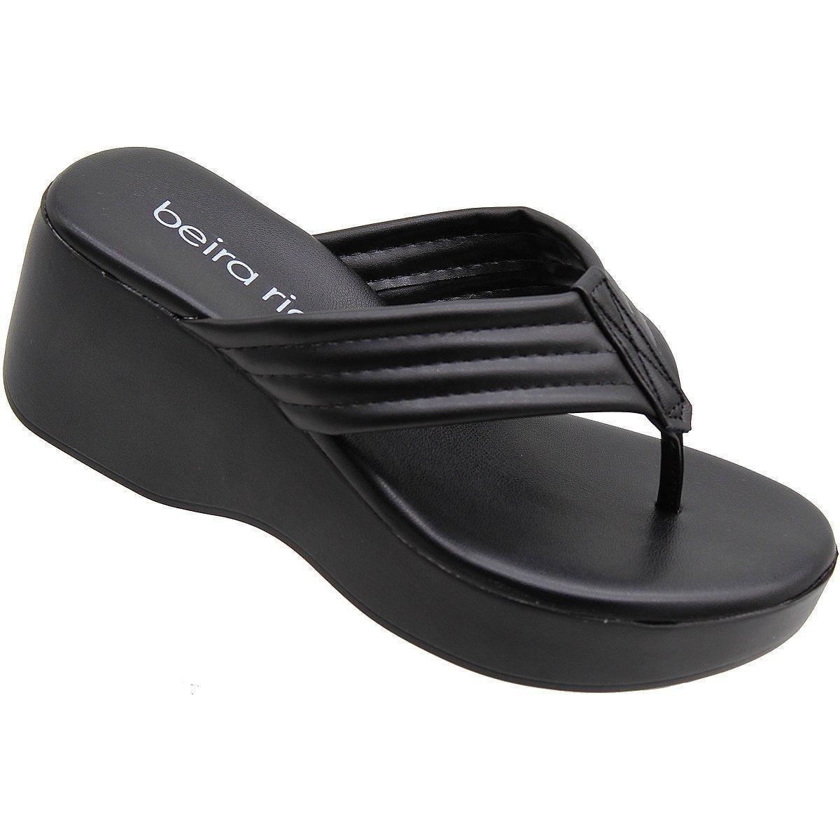 Tamanco Anabela Beira Rio Napa Strech Salto Médio Feminino Zattini