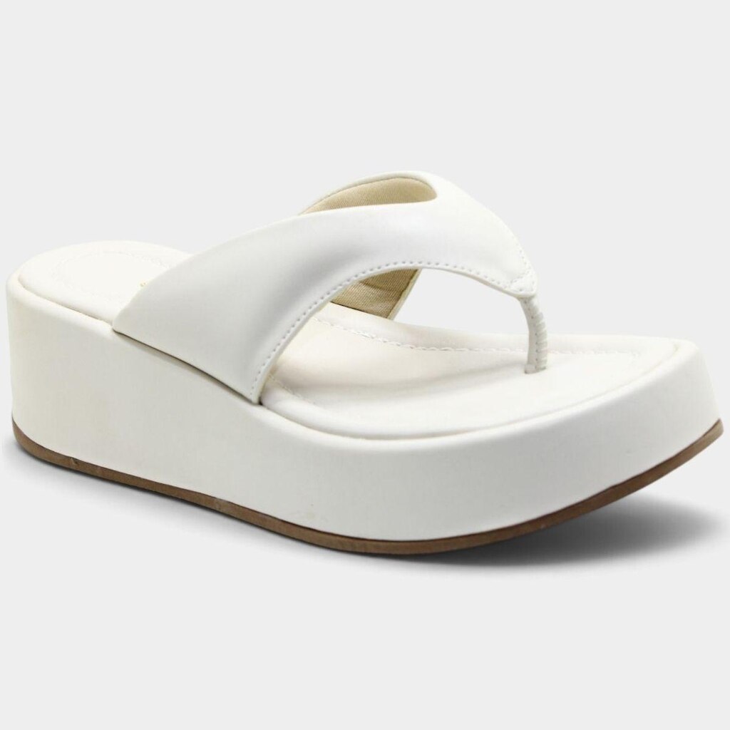 Tamanco Anabela Cia do Porto Tira Acolchoada Feminino - Off White - 34