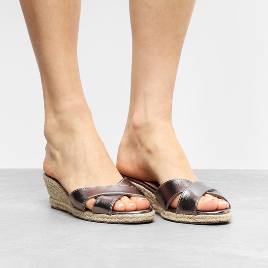 Tamanco Anabela Shoestock Corda - Chumbo