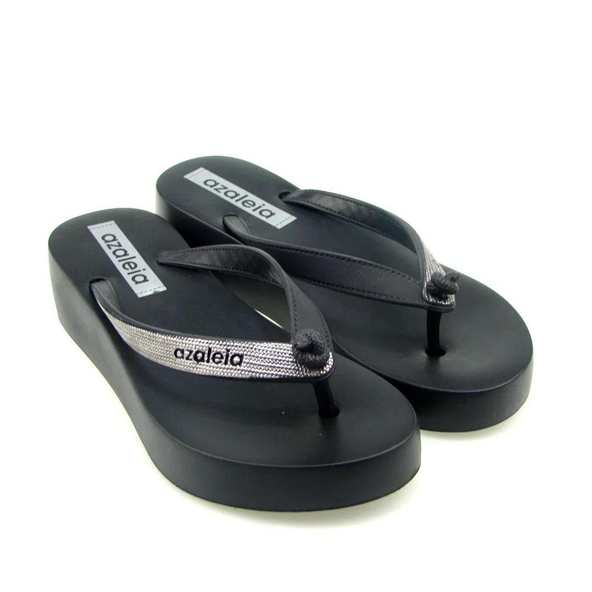 Tamanco Azaleia Anabela Detalhe Strass Feminino - Preto Menor preço em Tamanco Azaleia Anabela Detalhe Strass Feminino - Preto