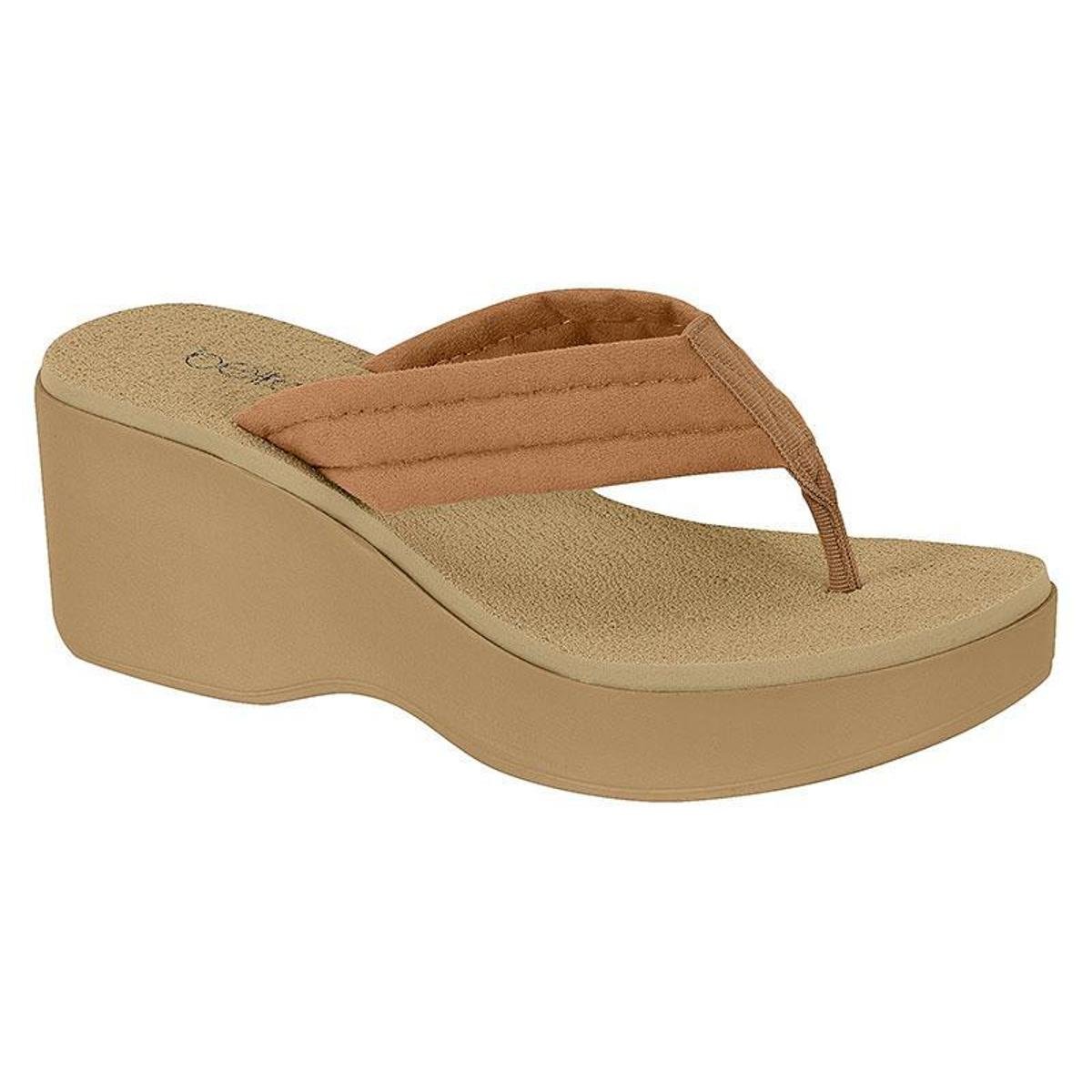 Tamanco Beira Rio 8455.100  Anabela Plataforma chinelo dedo alto Feminino - Cáqui é boa?