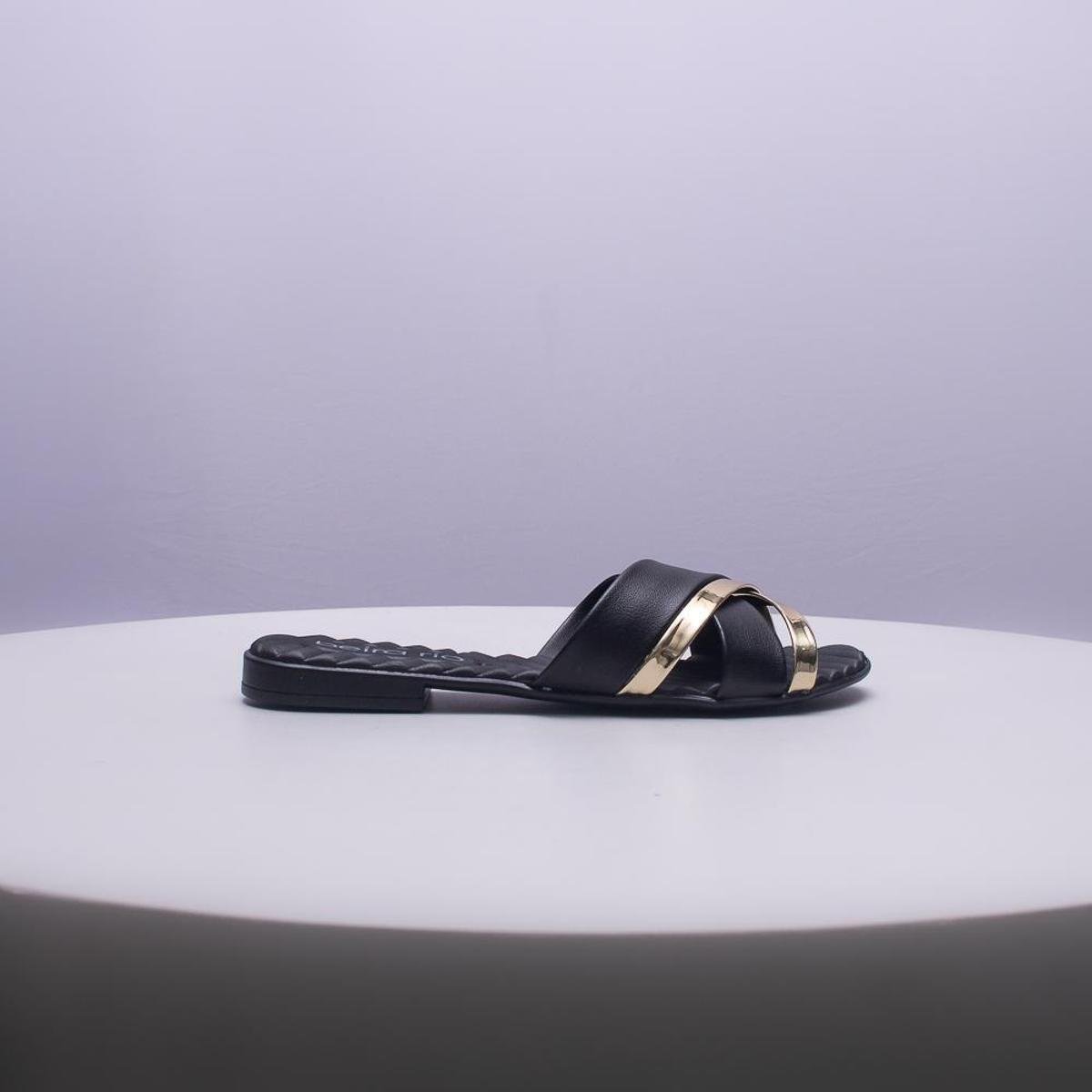 Tamanco Beira Rio Napa Turim Metal Glamour - Preto+Dourado Menor preço em Tamanco Beira Rio Napa Turim Metal Glamour - Preto+Dourado