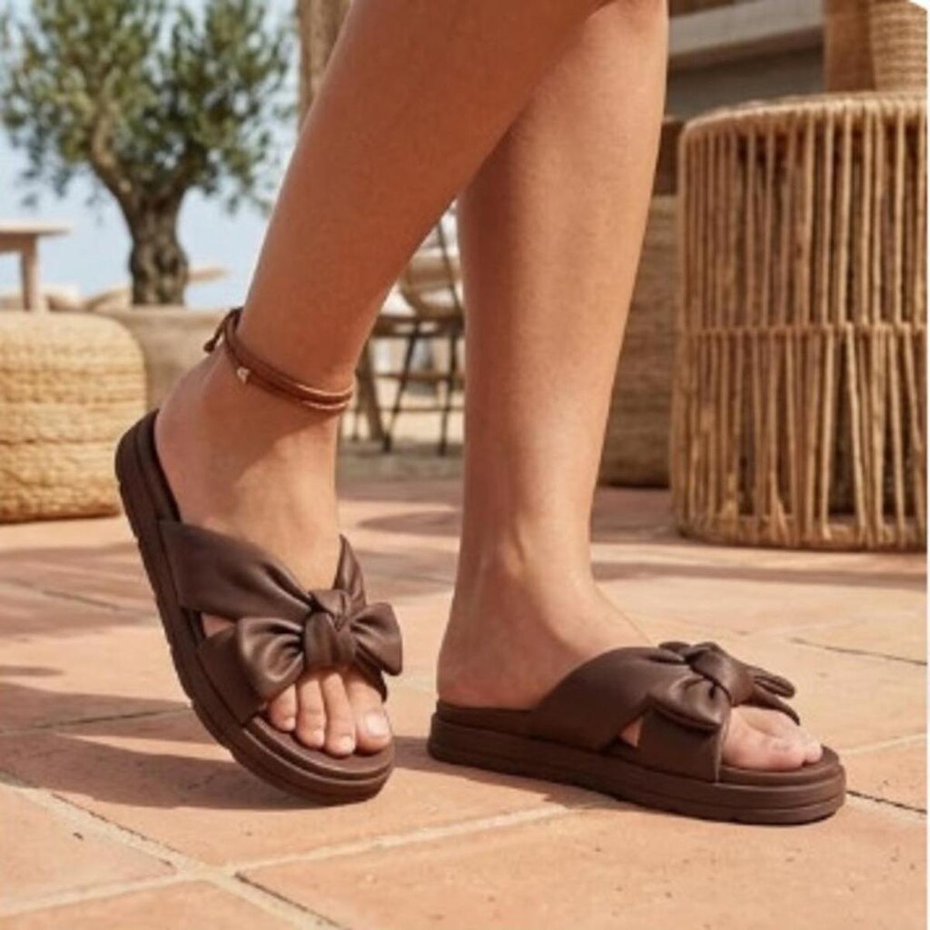 Tamanco Chinelo Moleca Slide Laço Feminino Conforto 5490.132