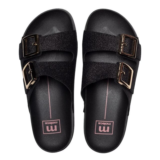 Tamanco Chinelo Slide Feminino De Fivela Moleca 5436.401 - Multi Preto - 40