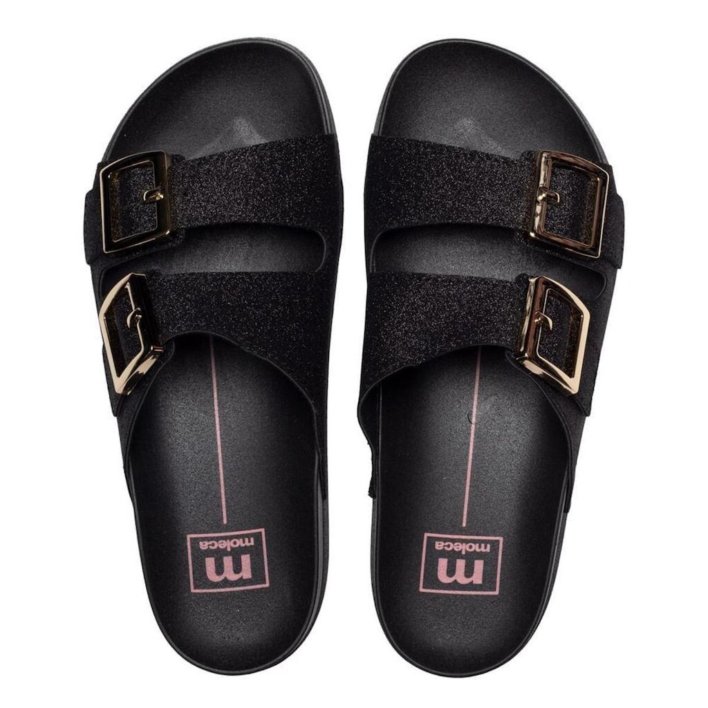 Tamanco Chinelo Slide Feminino De Fivela Moleca 5436.401 - Multi Preto - 40