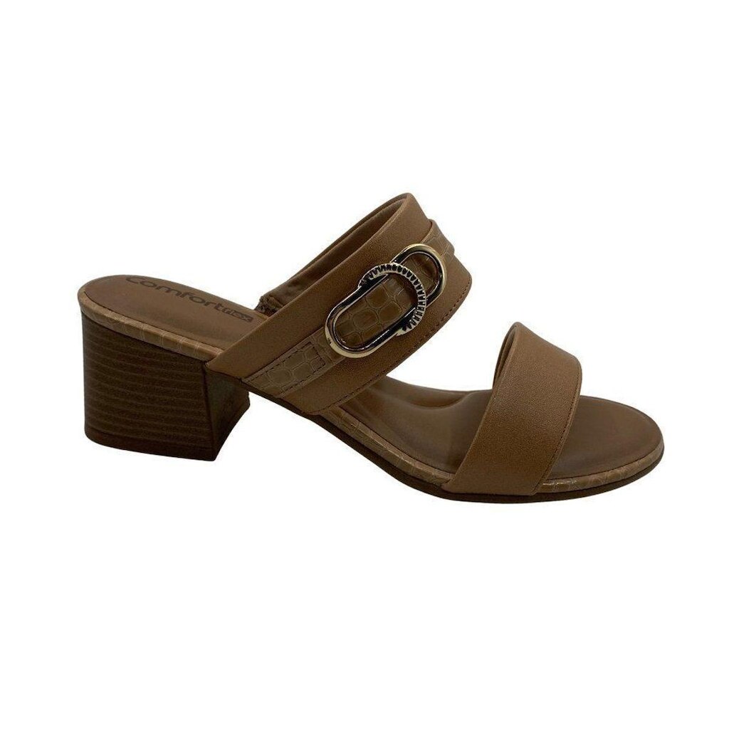 Tamanco Comfortflex Bege Salto Bloco 6cm 2656301 - Bege 37