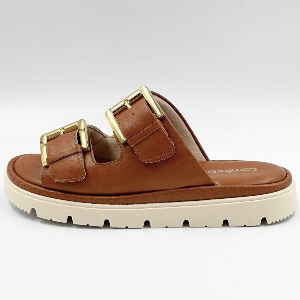 Tamanco Comfortflex Flatform Slide com Fivela Feminina