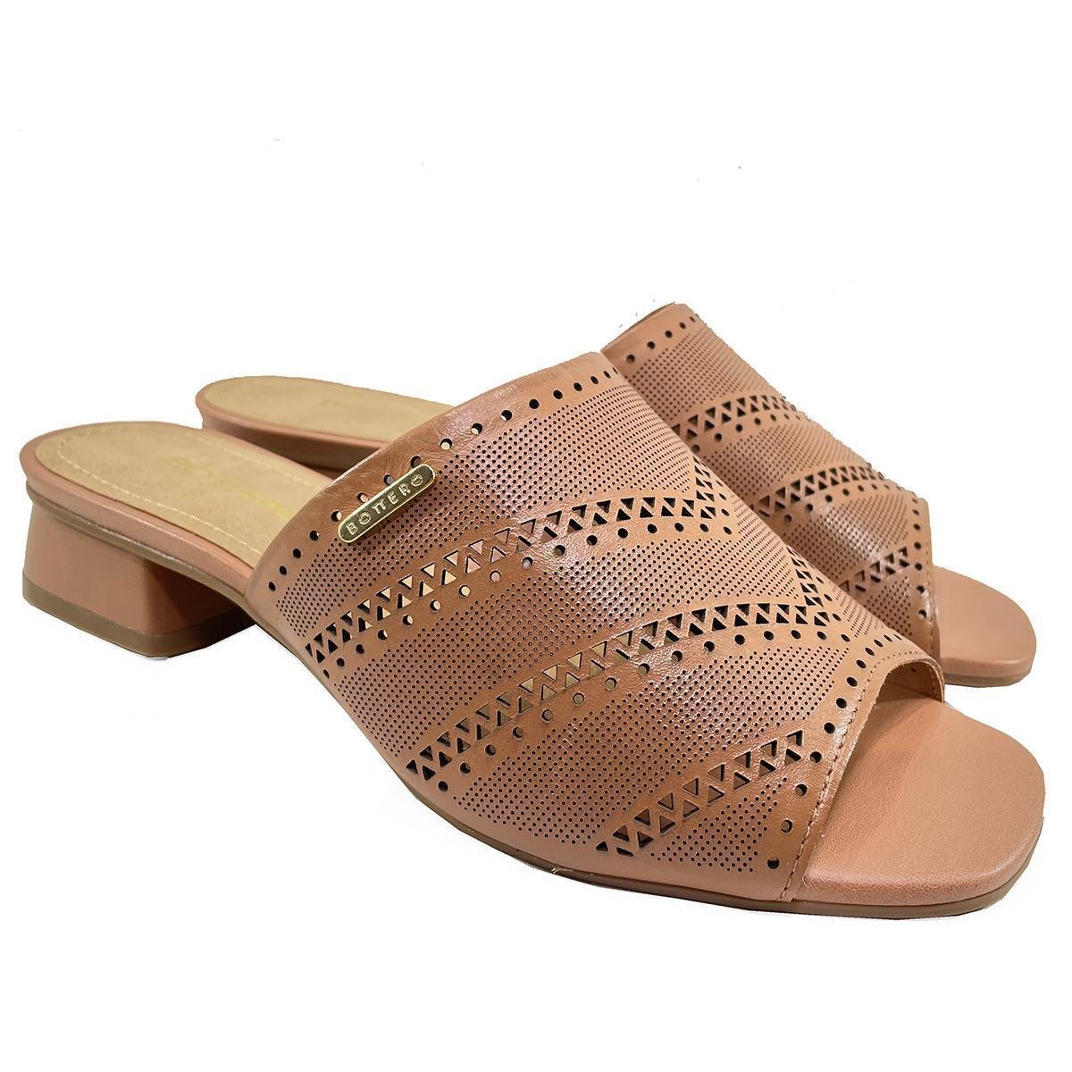 Tamanco Couro Bottero Laser Cut Salto Bloco - Caramelo - 37 - Caramelo Menor preço em Tamanco Couro Bottero Laser Cut Salto Bloco - Caramelo - 37 - Caramelo