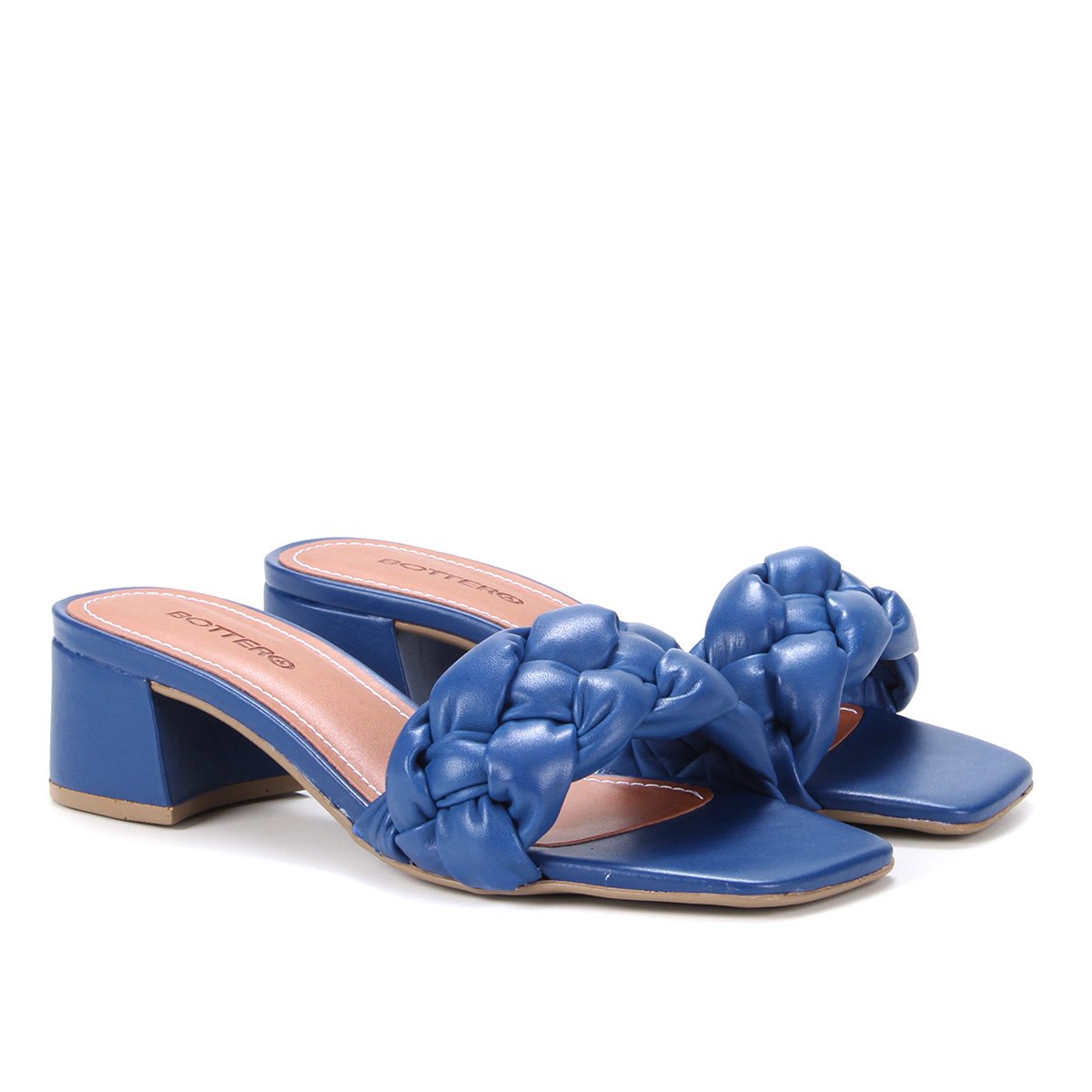 Tamanco Couro Bottero Salto Grosso - Azul Menor preço em Tamanco Couro Bottero Salto Grosso - Azul