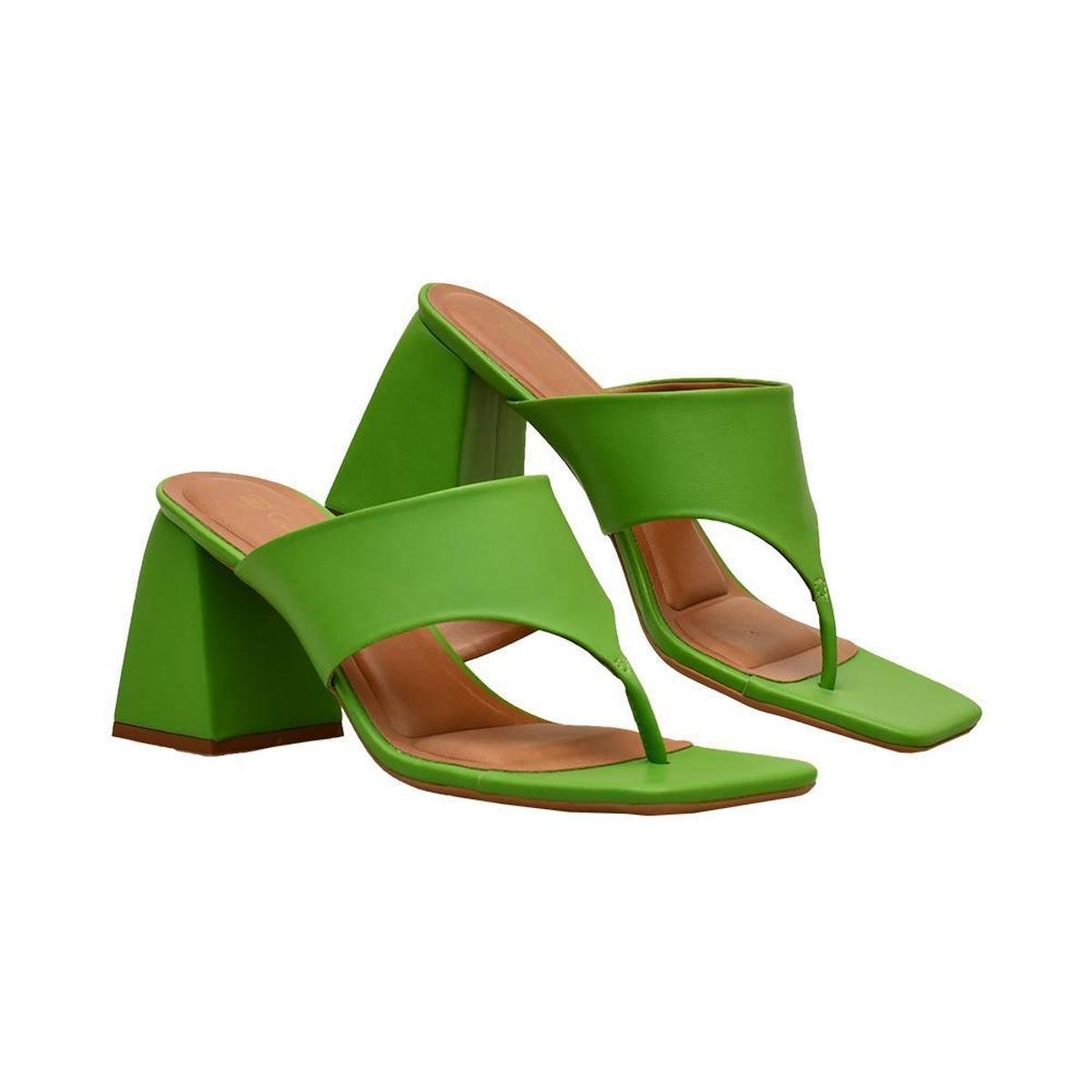 Tamanco de Dedo Verde com Salto Bloco | Comfort - Verde Menor preço em Tamanco de Dedo Verde com Salto Bloco | Comfort - Verde