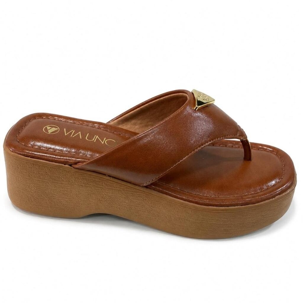 Tamanco Elegante Via Uno Original Couro Salto Casual