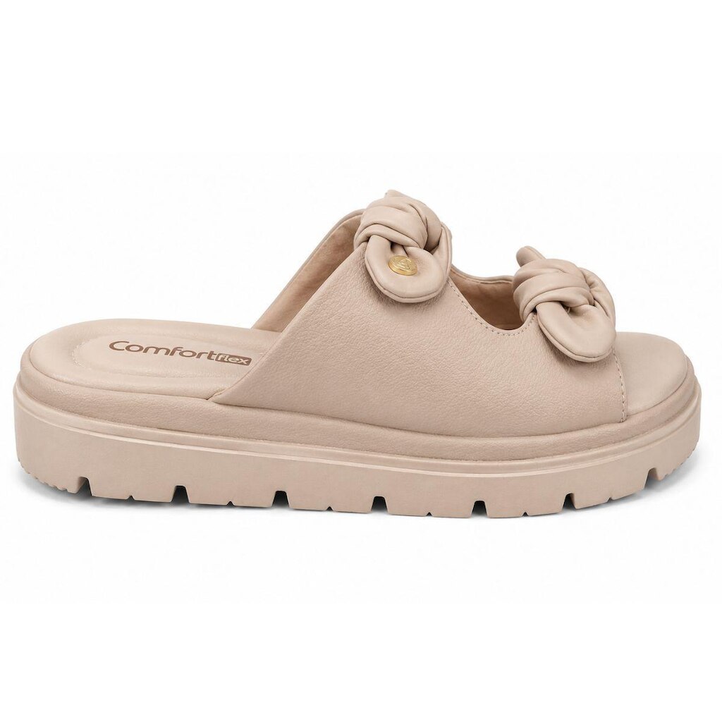 Tamanco Feminino Comfortflex Flatform Soft Knots Nude