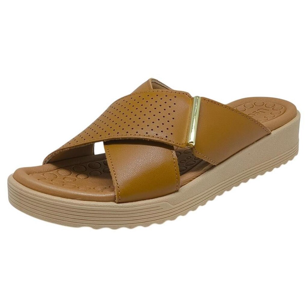 Tamanco Feminino Conforto Couro Anabela Baixo Usaflex