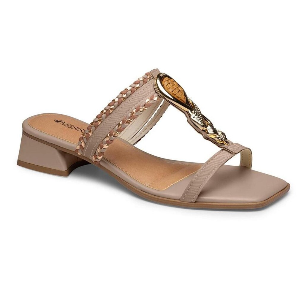 Tamanco Feminino de Salto Bloco Mississipi J2523 Marfim